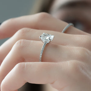 The Pave Ashley Set  With A 1 Carat Cushion 14K White Gold Moissanite