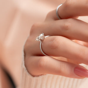 The Pave Ashley Set  With A 4 Carat E. Cushion 14K White Gold Moissanite