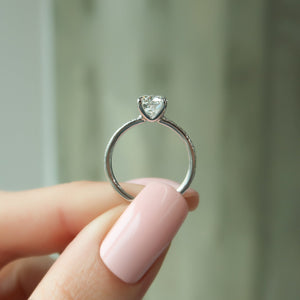 The Pave Ashley Set With A 3 Carat E. Cushion 18K White Gold Lab Diamond
