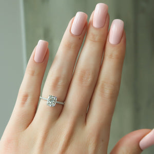 The Pave Ashley Set With A 1.5 Carat E. Cushion 18K White Gold Lab Diamond