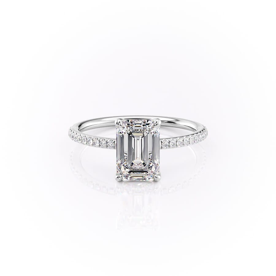The Pave Ashley Set With A 2.5 Carat Emerald 14K White Gold Lab Diamond