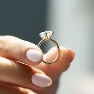 The Pave Ashley Set  With A 3.5 Carat Emerald 18K Yellow Gold Moissanite
