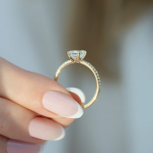 The Pave Ashley Set With A 3 Carat Emerald 18K Yellow Gold Lab Diamond
