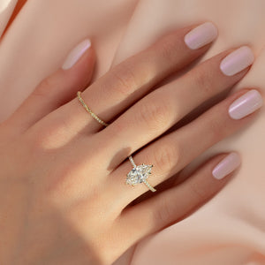 The Pave Ashley Set  With A 3 Carat Marquise 18K Yellow Gold Moissanite