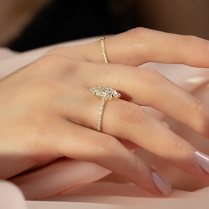The Ashley Set With A 1 Carat Marquise 18K Yellow Gold Lab Diamond