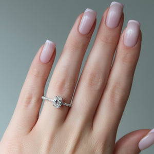 The Pave Ashley Set  With A 2 Carat Oval 14K White Gold Moissanite