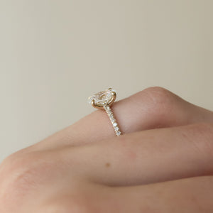 The Pave Ashley Set  With A 1 Carat Oval 18K Yellow Gold Moissanite