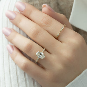 The Pave Ashley Set  With A 2.5 Carat Oval 18K Yellow Gold Moissanite