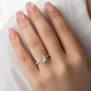 The Pave Ashley Set  With A 3 Carat Princess 14K White Gold Moissanite
