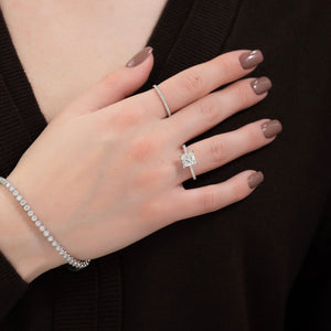The Pave Ashley Set  With A 4.5 Carat Princess 18K White Gold Moissanite