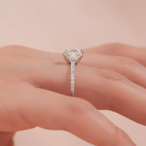 The Pave Ashley Set  With A 1.5 Carat Princess 14K White Gold Moissanite