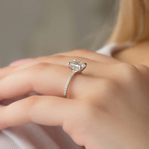 The Pave Ashley Set  With A 3 Carat Princess 18K White Gold Moissanite
