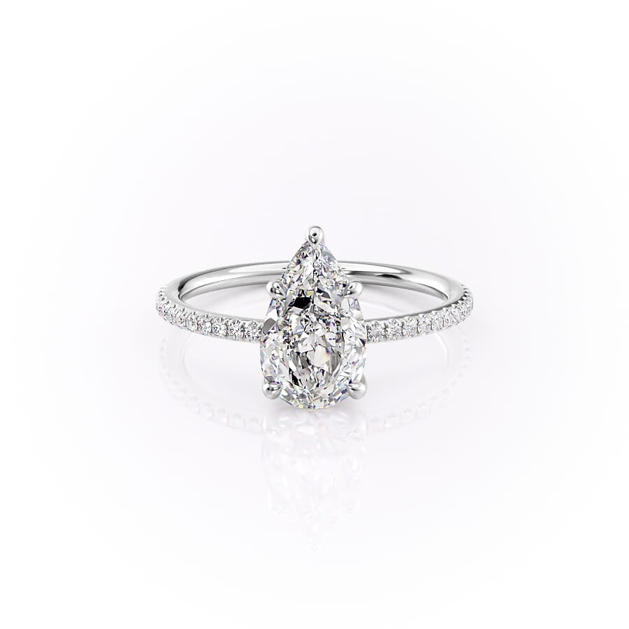 The Pave Ashley Set With A 2.5 Carat Pear 18K White Gold Lab Diamond