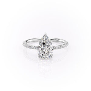The Pave Ashley Set With A 2.5 Carat Pear 18K White Gold Lab Diamond