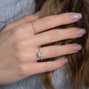 The Pave Ashley Set With A 2 Carat Pear 18K Yellow Gold Lab Diamond