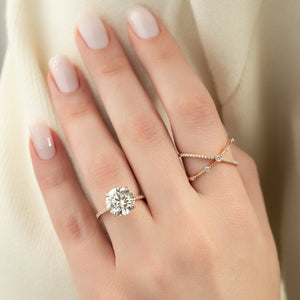 The Pave Ashley Set  With A 4 Carat Round 14K Rose Gold Moissanite