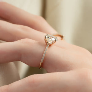 The Pave Ashley Set  With A 1.5 Carat Round 14K Rose Gold Moissanite