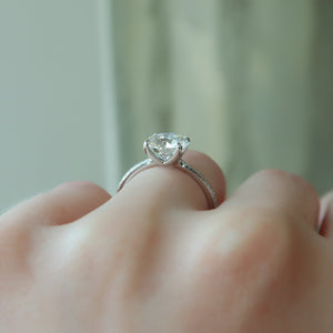The Pave Ashley Set  With A 2.5 Carat Round 14K White Gold Moissanite