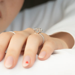 The Pave Ashley Set With A 1 Carat Round 14K White Gold Lab Diamond