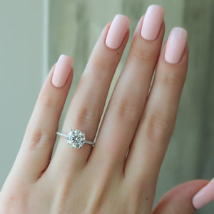 The Pave Ashley Set  With A 3 Carat Round 14K White Gold Moissanite