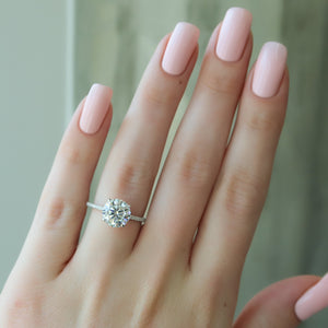 The Ashley Set With A 1 Carat Round 14K White Gold Lab Diamond