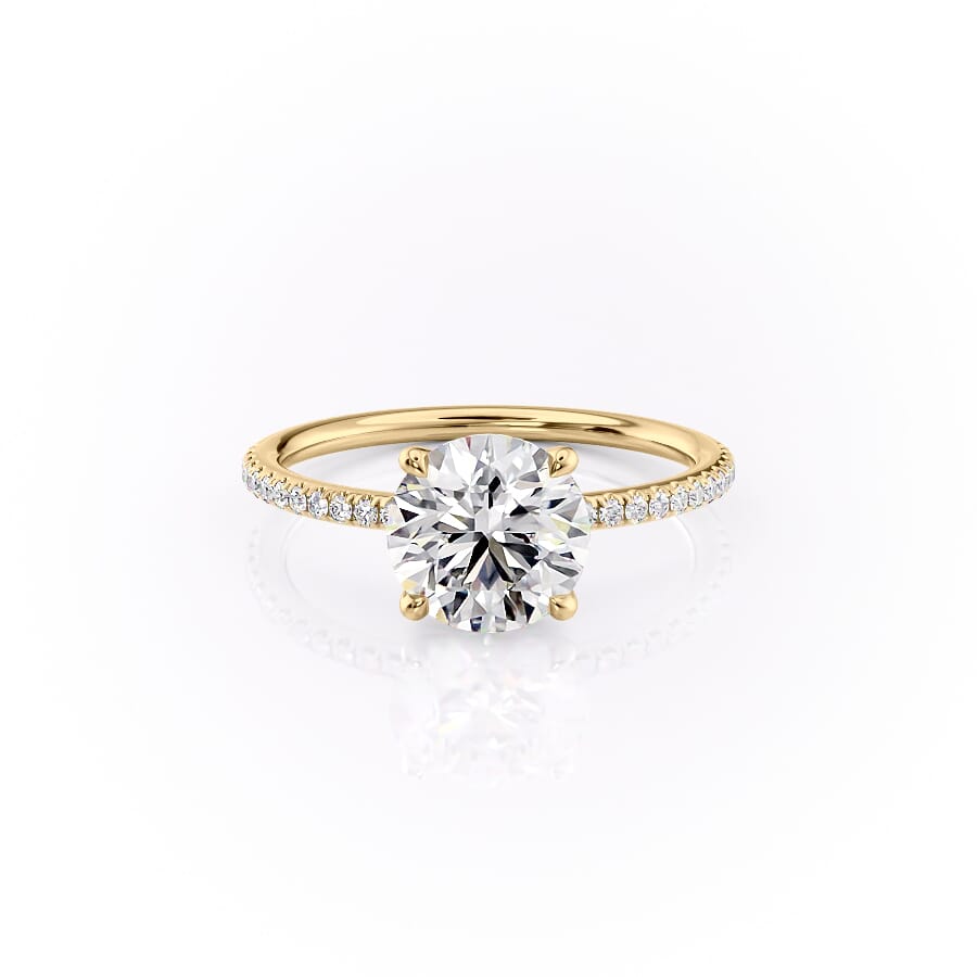 The Pave Ashley Set  With A 3 Carat Round 18K Yellow Gold Moissanite