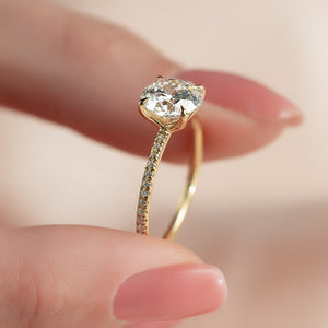 The Pave Ashley Set  With A 2.5 Carat Round 18K Yellow Gold Moissanite