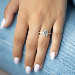 The Pave Ashley Set  With A 3.5 Carat Round 14K Yellow Gold Moissanite