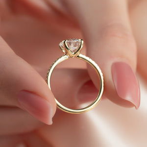 The Pave Ashley Set  With A 2.5 Carat Round 18K Yellow Gold Moissanite