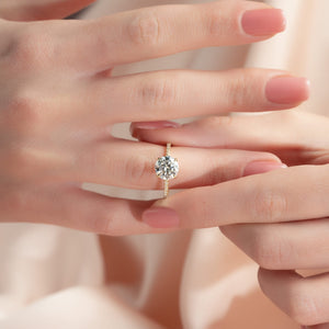 The Pave Ashley Set  With A 2 Carat Round 14K Yellow Gold Moissanite