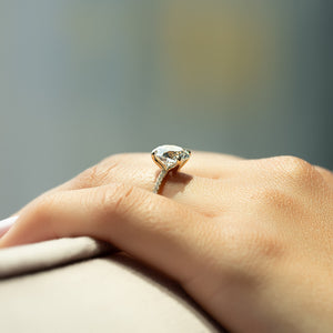 The Pave Ashley Set With A 1 Carat Round 14K Yellow Gold Lab Diamond