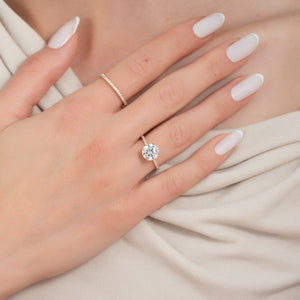 The Ashley Set With A 1 Carat Round 18K Yellow Gold Lab Diamond