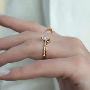 The Pave Ashley Set  With A 2.5 Carat Radiant 14K Rose Gold Moissanite