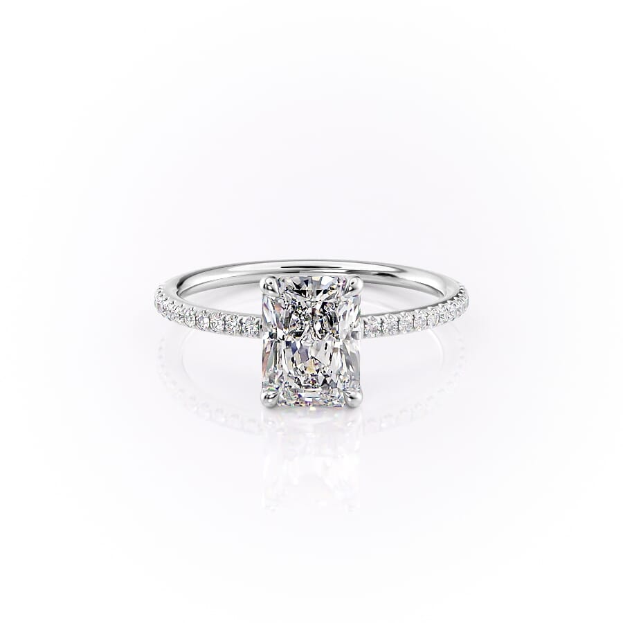 The Pave Ashley Set With A 2.5 Carat Radiant 18K White Gold Lab Diamond