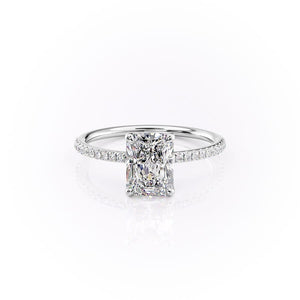 The Pave Ashley Set With A 2.5 Carat Radiant 18K White Gold Lab Diamond