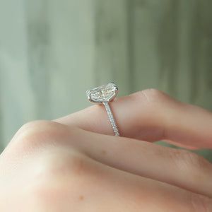 The Pave Ashley Set With A 1 Carat Radiant 18K White Gold Lab Diamond