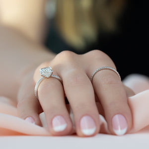 The Pave Ashley Set  With A 3.5 Carat Radiant 18K White Gold Moissanite