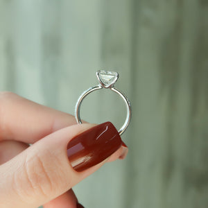 The Pave Ashley Set  With A 1.5 Carat Radiant 18K White Gold Moissanite