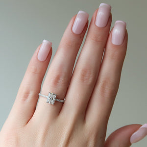 The Pave Ashley Set  With A 2 Carat Radiant 14K White Gold Moissanite