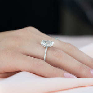The Pave Ashley Set  With A 2.5 Carat Radiant 18K White Gold Moissanite