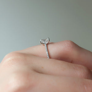 The Pave Ashley Set  With A 3 Carat Radiant 18K White Gold Moissanite