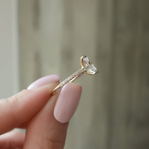 The Pave Ashley Set  With A 1.5 Carat Radiant 18K Yellow Gold Moissanite