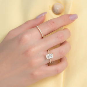 The Ashley Set With A 3 Carat Radiant 18K Yellow Gold Lab Diamond