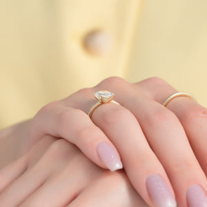The Ashley Set With A 3 Carat Radiant 18K Yellow Gold Lab Diamond