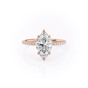 The Ashley Set With A 3 Carat Marquise 14K Rose Gold Lab Diamond
