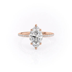 The Ashley Set  With A 4.5 Carat Marquise 14K Rose Gold Moissanite