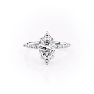 The Ashley Set  With A 2.5 Carat Marquise 18K White Gold Moissanite