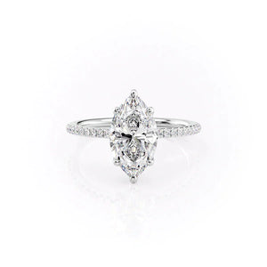 The Ashley Set With A 1 Carat Marquise 18K White Gold Lab Diamond