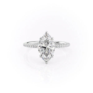 The Pave Ashley Set  With A 1 Carat Marquise 14K White Gold Moissanite