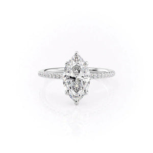 The Pave Ashley Set With A 1 Carat Marquise 14K White Gold Lab Diamond